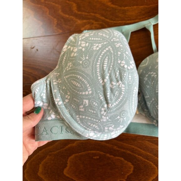 Cacique Lane Bryant 40C Green Paisley Lightly Lined Underwire Bra Plus T-Shirt - Picture 3 of 8